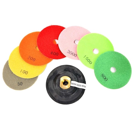 Specialty Diamond 4 Inch Diamond Polishing Pad Set Includes Rubber Hook & Loop Backing Pad (E4PADSET) E4SET